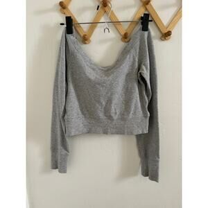 Abercrombie & Fitch Top Women's Medium Off Shoulder Cropped Long Sleeve Gray